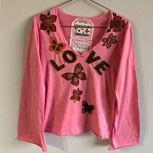 JOYSTICK FOR NEIMAN Marcus Women Long Sleeve Embroidered Butterfly Love Design T